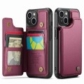 For iPhone 14 Plus CaseMe C22 Card Slots Holder RFID Anti-theft Phone Case(Wine Red)