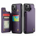 For iPhone 14 Plus CaseMe C22 Card Slots Holder RFID Anti-theft Phone Case(Purple)