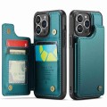 For iPhone 14 Pro Max CaseMe C22 Card Slots Holder RFID Anti-theft Phone Case(Blue Green)
