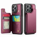 For iPhone 14 Pro Max CaseMe C22 Card Slots Holder RFID Anti-theft Phone Case(Wine Red)