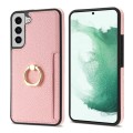 For Samsung Galaxy S22+ 5G Ring Card  Litchi Leather Back Phone Case(Pink)