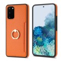 For Samsung Galaxy S20 Ring Card  Litchi Leather Back Phone Case(Orange)