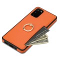 For Samsung Galaxy S20 Ring Card  Litchi Leather Back Phone Case(Orange)