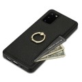 For Samsung Galaxy S20+ Ring Card  Litchi Leather Back Phone Case(Black)