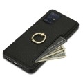 For Samsung Galaxy A51 4G Ring Card  Litchi Leather Back Phone Case(Black)
