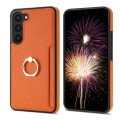 For Samsung Galaxy S23 FE 5G Ring Card  Litchi Leather Back Phone Case(Orange)