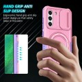 For Samsung Galaxy S21 FE 5G Sliding Camshield Magsafe Holder TPU Hybrid PC Phone Case(Purple Pink)