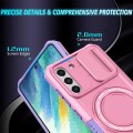 For Samsung Galaxy S21 FE 5G Sliding Camshield Magsafe Holder TPU Hybrid PC Phone Case(Purple Pink)
