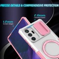 For Samsung Galaxy Note20 Ultra Sliding Camshield Magsafe Holder TPU Hybrid PC Phone Case(Pink White