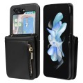 For Samsung Galaxy Z Flip5 5G Crossbody Lanyard Zipper Wallet Leather Phone Case(Black)