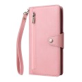 For Google Pixel 8a Rivet Buckle 9 Cards Three Fold Leather Phone Case(Rose Gold)