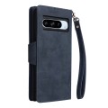 For Google Pixel 8a Rivet Buckle 9 Cards Three Fold Leather Phone Case(Blue)