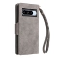 For Google Pixel 8a Rivet Buckle 9 Cards Three Fold Leather Phone Case(Grey)