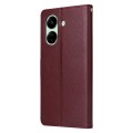 For Xiaomi Redmi 13C 4G 3-Card Slots Multifunctional Leather Phone Case(Wine Red)