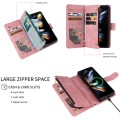 For Samsung Galaxy Z Fold5 5G Crossbody Multi-card Slot Wallet Zipper Leather Phone Case(Pink)