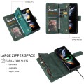 For Samsung Galaxy Z Fold5 5G Crossbody Multi-card Slot Wallet Zipper Leather Phone Case(Green)