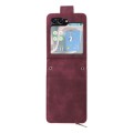 For Samsung Galaxy Z Flip5 5G Crossbody Multi-card Slot Wallet Zipper Leather Phone Case(Wine Red)