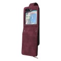 For Samsung Galaxy Z Flip5 5G Crossbody Multi-card Slot Wallet Zipper Leather Phone Case(Wine Red)