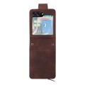 For Samsung Galaxy Z Flip5 5G Crossbody Multi-card Slot Wallet Zipper Leather Phone Case(Coffee)
