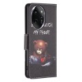 For Honor 100 Pro Colored Drawing Pattern Leather Phone Case(Bear)