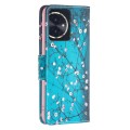 For Honor 100 Colored Drawing Pattern Leather Phone Case(Plum Blossom)