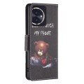 For Honor 100 Colored Drawing Pattern Leather Phone Case(Bear)