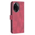 For Honor 100 Pro Magnetic Buckle Rhombus Texture Leather Phone Case(Red)