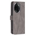 For Honor 100 Pro Magnetic Buckle Rhombus Texture Leather Phone Case(Grey)
