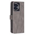 For Honor 100 Magnetic Buckle Rhombus Texture Leather Phone Case(Grey)