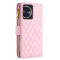 For Honor 100 Diamond Lattice Zipper Wallet Leather Flip Phone Case(Pink)