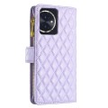 For Honor 100 Diamond Lattice Zipper Wallet Leather Flip Phone Case(Purple)