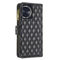 For Honor 100 Diamond Lattice Zipper Wallet Leather Flip Phone Case(Black)