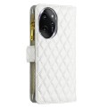 For Honor 100 Pro Diamond Lattice Zipper Wallet Leather Flip Phone Case(White)