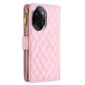 For Honor 100 Pro Diamond Lattice Zipper Wallet Leather Flip Phone Case(Pink)