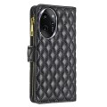 For Honor 100 Pro Diamond Lattice Zipper Wallet Leather Flip Phone Case(Black)