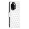 For Honor 100 Pro Diamond Lattice Wallet Flip Leather Phone Case(White)