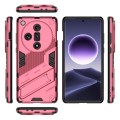 For OPPO Find X7 5G Punk Armor 2 in 1 PC + TPU Phone Case with Holder(Light Red)