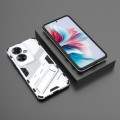 For OPPO Reno11 F 5G Global Punk Armor 2 in 1 PC + TPU Phone Case with Holder(White)
