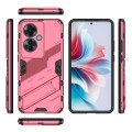 For OPPO Reno11 F 5G Global Punk Armor 2 in 1 PC + TPU Phone Case with Holder(Light Red)