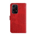 For Honor 200 Lite HT03 Skin Feel Butterfly Embossed Flip Leather Phone Case(Red)