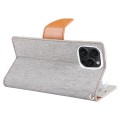 For iPhone 15 Pro Max GOOSPERY CANVAS DIARY Fabric Texture Flip Leather Phone Case(Grey)