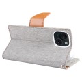 For iPhone 15 Plus GOOSPERY CANVAS DIARY Fabric Texture Flip Leather Phone Case(Grey)