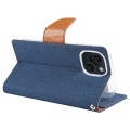 For iPhone 15 GOOSPERY CANVAS DIARY Fabric Texture Flip Leather Phone Case(Navy Blue)