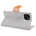 For iPhone 15 GOOSPERY CANVAS DIARY Fabric Texture Flip Leather Phone Case(Grey)