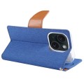 For iPhone 15 GOOSPERY CANVAS DIARY Fabric Texture Flip Leather Phone Case(Blue)