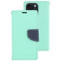 For iPhone 15 Plus GOOSPERY FANCY DIARY Cross Texture Leather Phone Case(Mint Green)