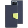 For iPhone 15 GOOSPERY FANCY DIARY Cross Texture Leather Phone Case(Navy Blue)