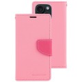 For iPhone 15 GOOSPERY FANCY DIARY Cross Texture Leather Phone Case(Pink)