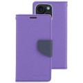 For iPhone 15 GOOSPERY FANCY DIARY Cross Texture Leather Phone Case(Purple)