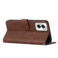 For Motorola Moto G Power 2024 Stitching Calf Texture Buckle Leather Phone Case(Brown)